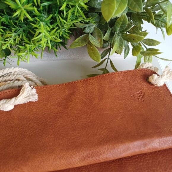Boho Vegan Leather Plant Hangers | Set of 2 | Decorative Hanging Planters 8.6” - Picture 3 of 7
